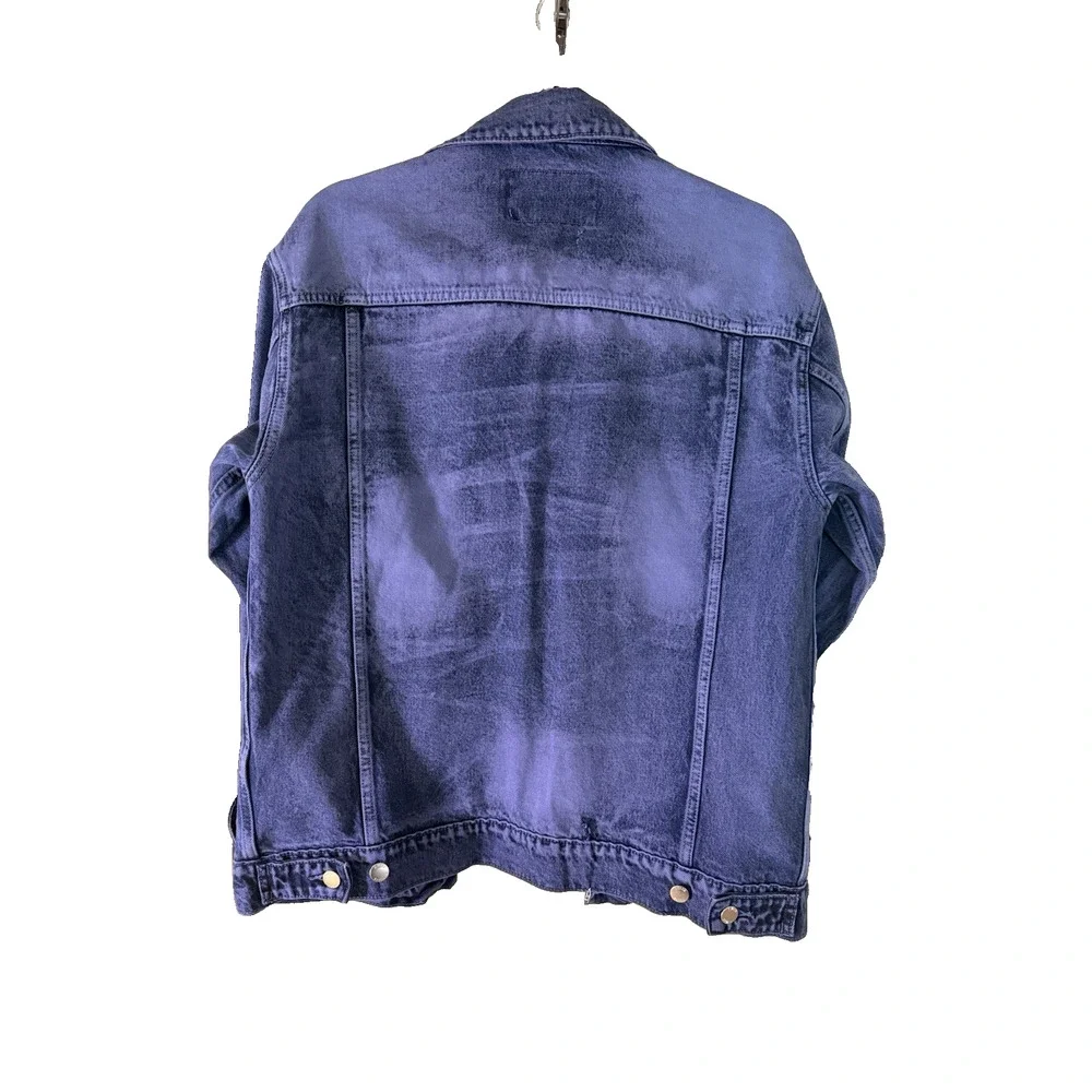 FIVE CM Faded Blue Denim Jacket Men M Snap Button